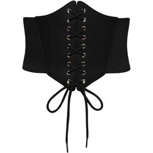 Women Wide Belt Elastic Waist Belt Corset Black